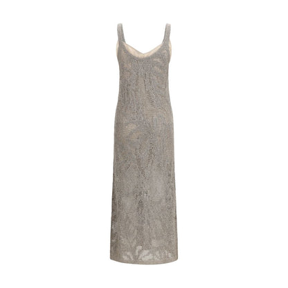 Brunello Cucinelli Gray Linen Casual Dress