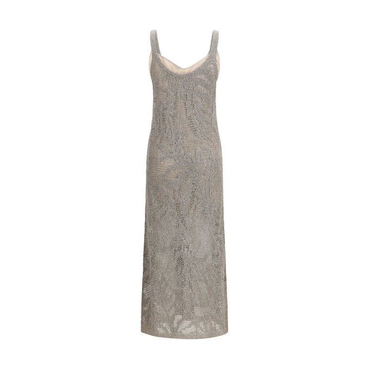 Brunello Cucinelli Gray Linen Casual Dress
