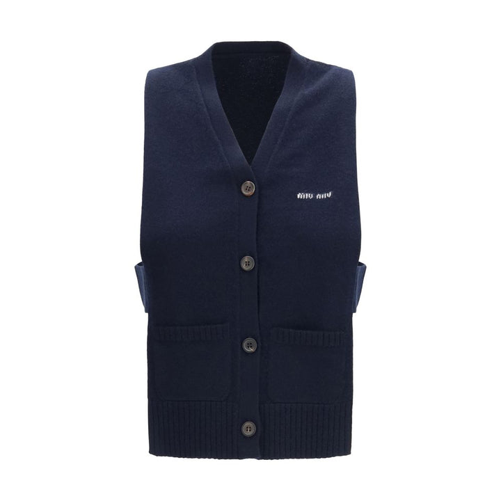 Miu Miu Blue Cashmere Sleeveles Sweater