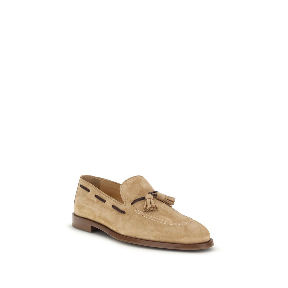 Mocasines sin cordones Brunello Cucinelli de piel de becerro marrón Bos Taurus