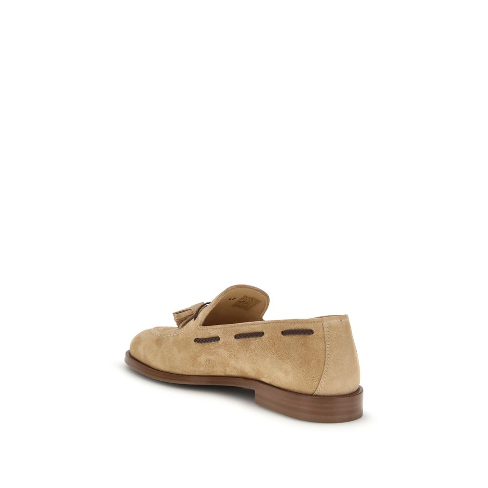 Mocasines sin cordones Brunello Cucinelli de piel de becerro marrón Bos Taurus