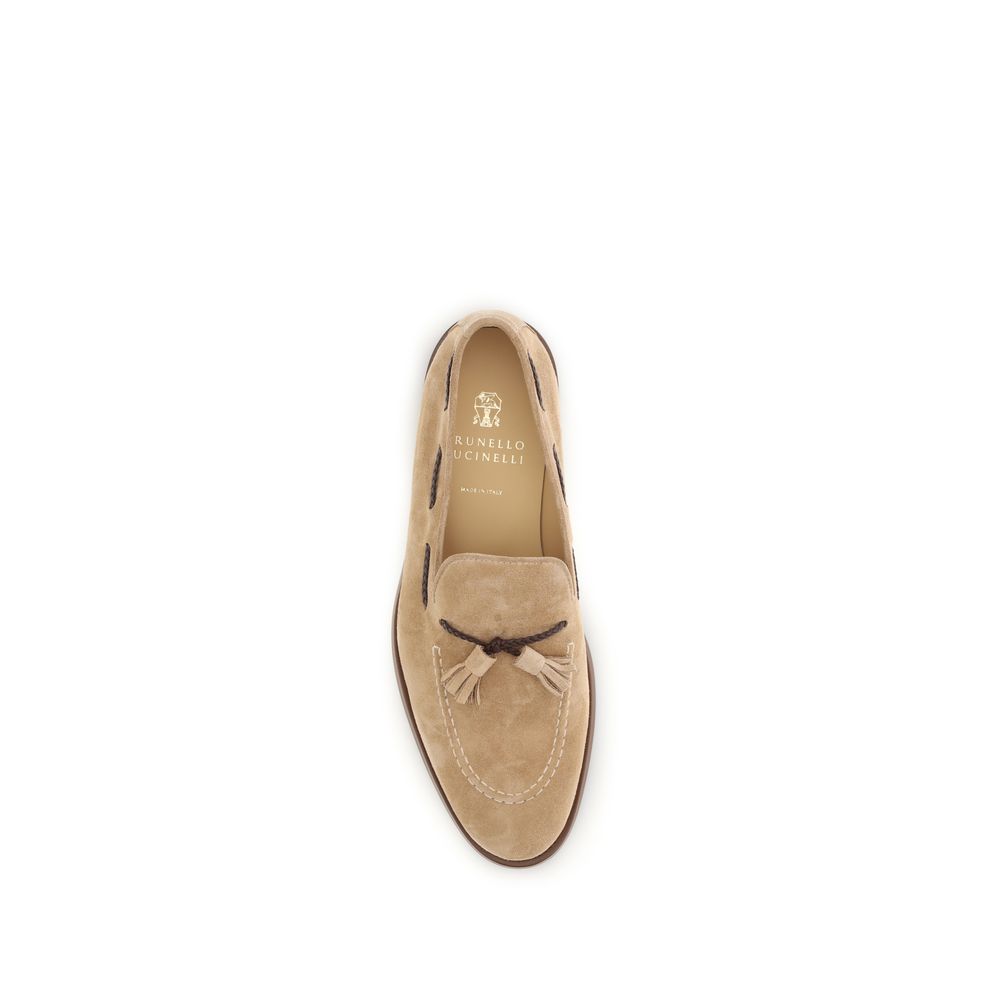 Mocasines sin cordones Brunello Cucinelli de piel de becerro marrón Bos Taurus