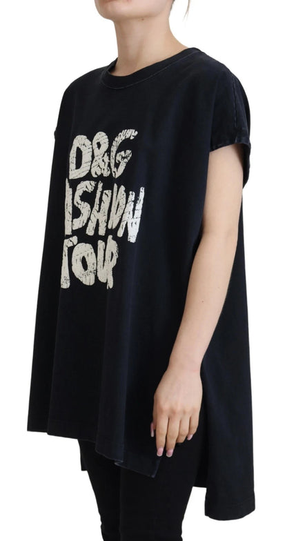 Camiseta Dolce & Gabbana Negra D&G de Algodón con Cuello Redondo