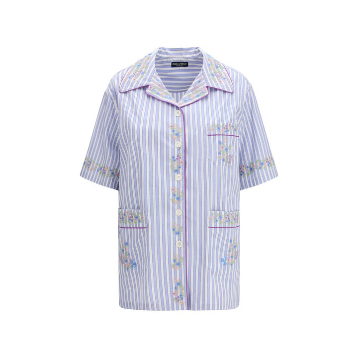 Dolce & Gabbana Blue Cotton Pattern Shirt