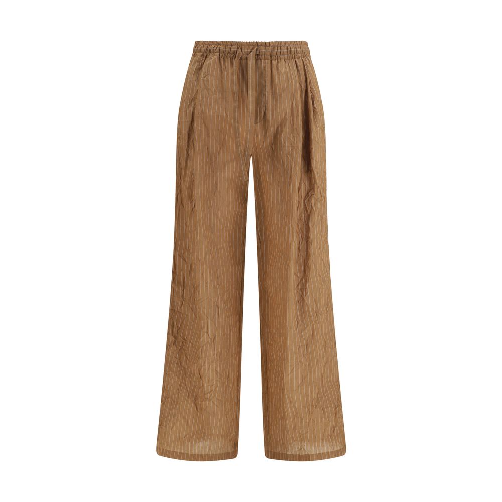 Pantalones casuales de lino marrón de Dolce & Gabbana