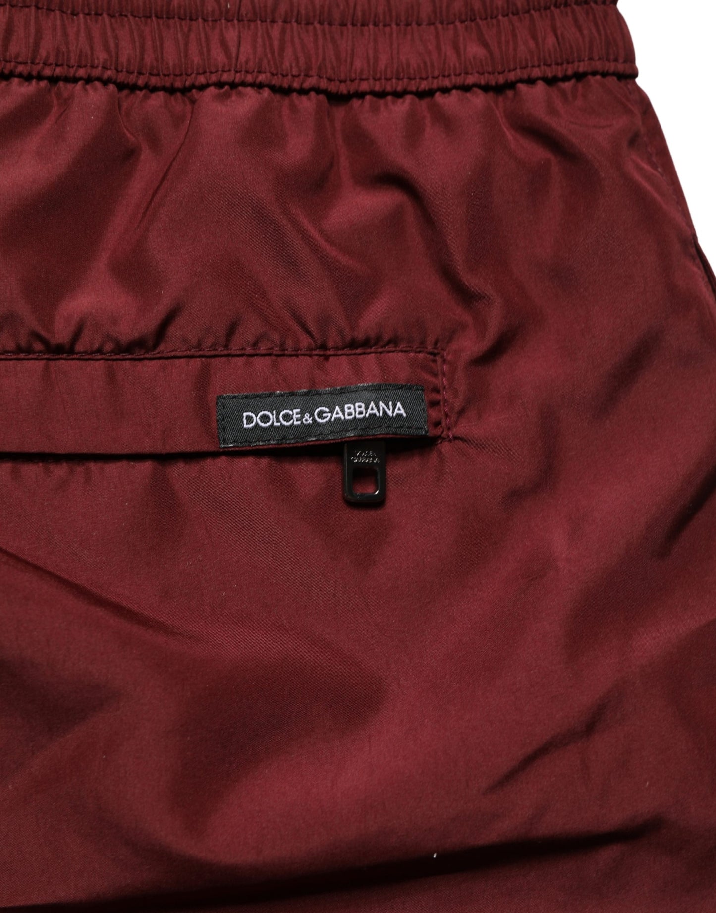 Dolce & Gabbana Bañador corto con cordón de poliéster color granate