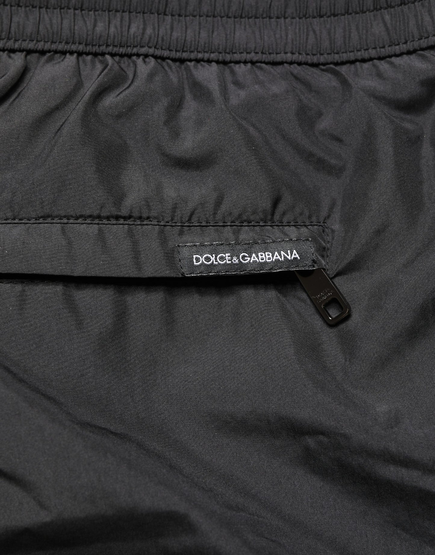 Short de bain pour homme Dolce & Gabbana en polyester noir avec cordon de serrage