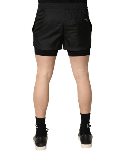 Short de bain pour homme Dolce & Gabbana en polyester noir avec cordon de serrage