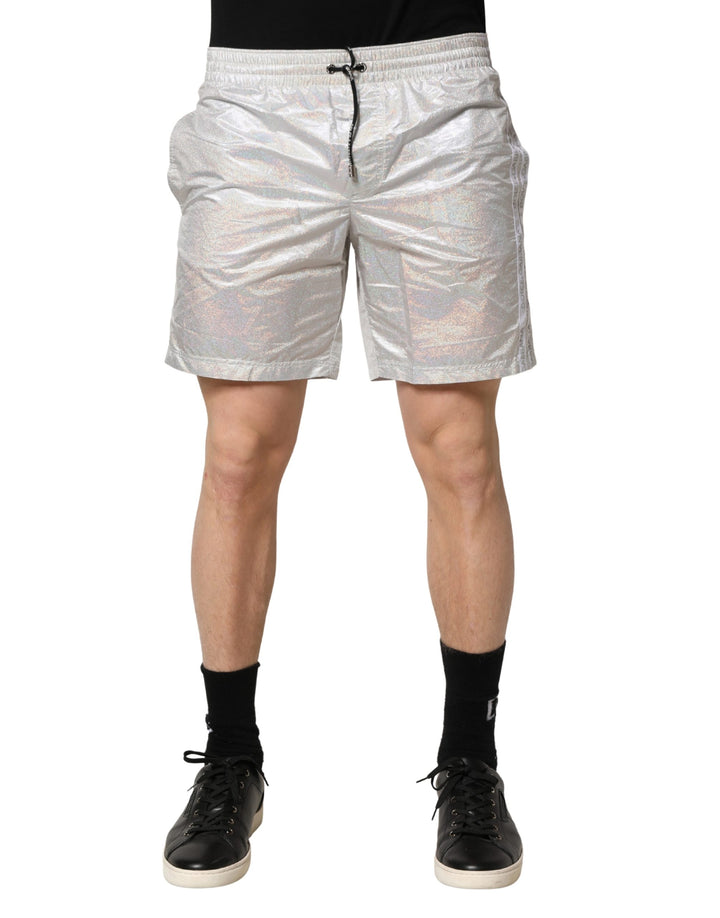 Dolce & Gabbana Bañador de Hombre Corto Plateado de Poliéster con Cordón