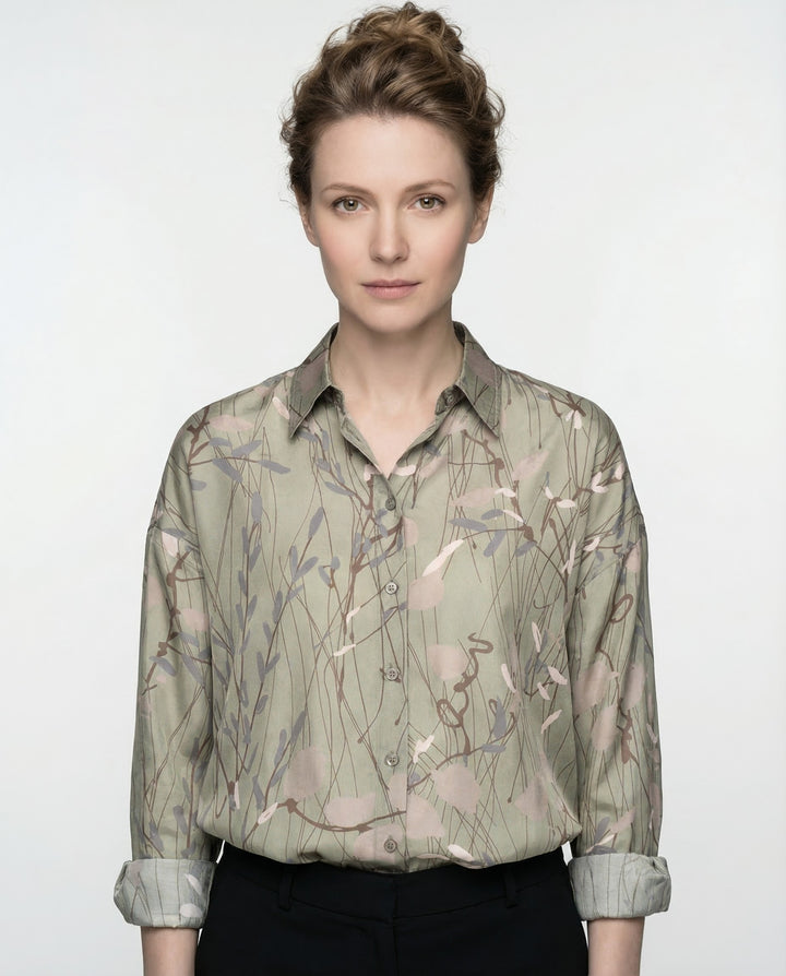 Brunello Cucinelli Bicolor Silk Pattern Shirt