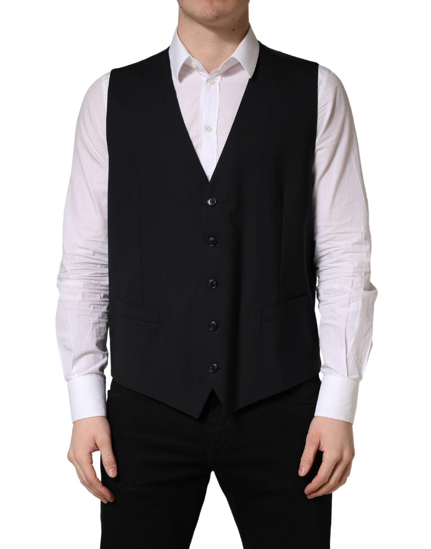 Chaleco Dolce & Gabbana negro de lana de un solo botón