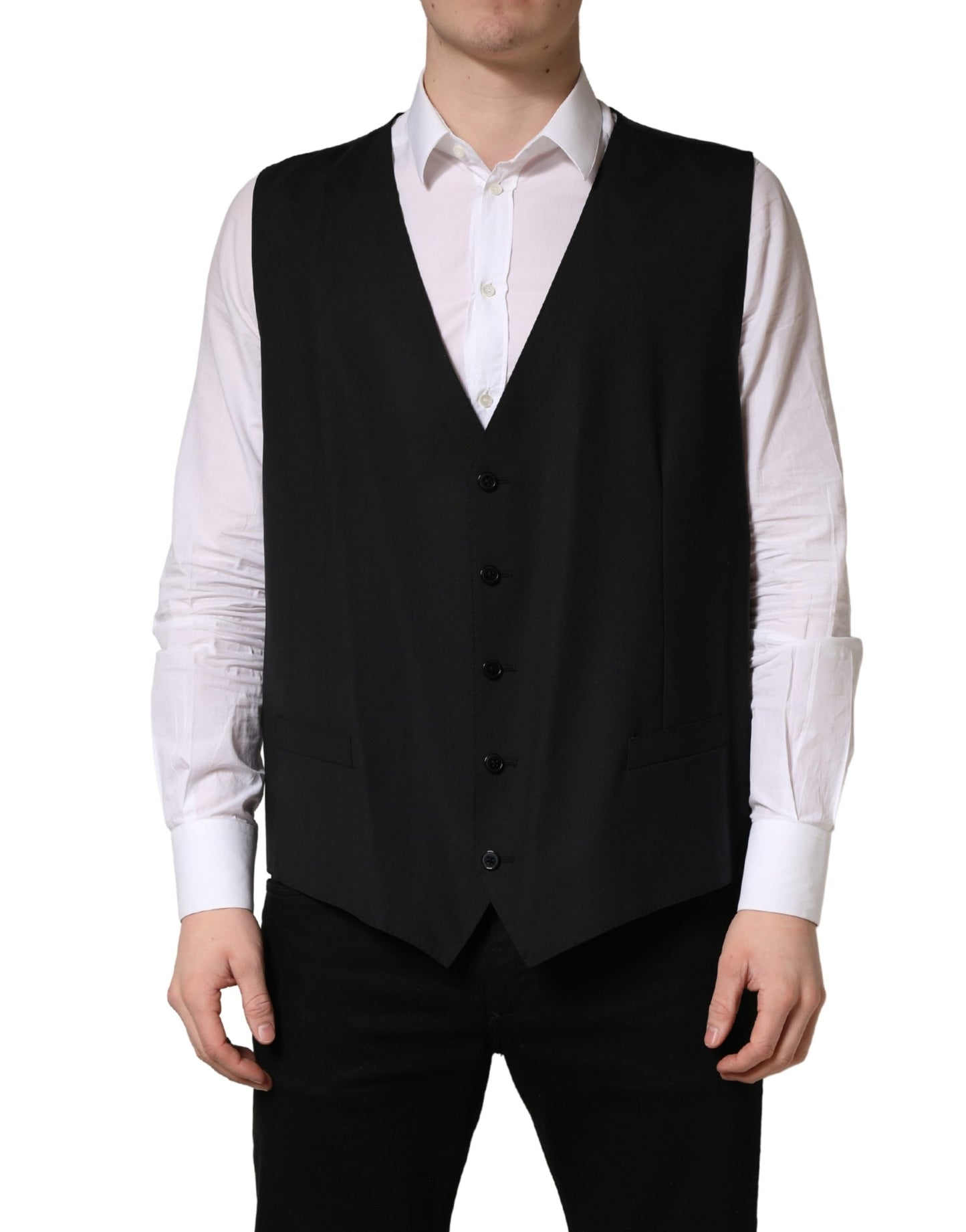Chaleco Dolce & Gabbana negro de lana de un solo botón