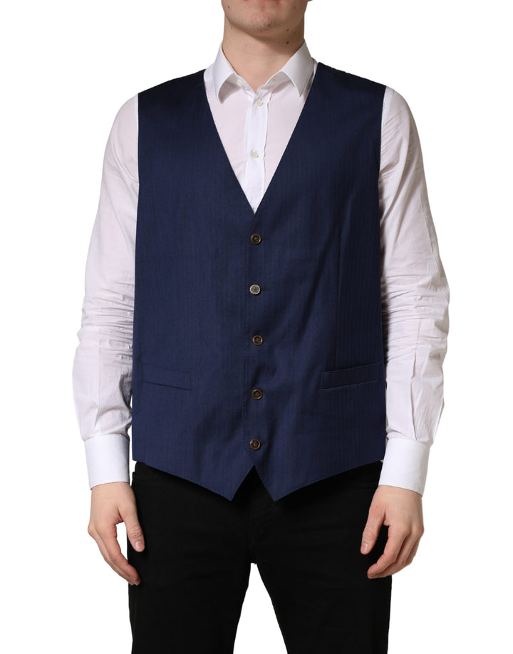 Gilet de Costume Habillé Dolce & Gabbana en Laine Bleu Marine
