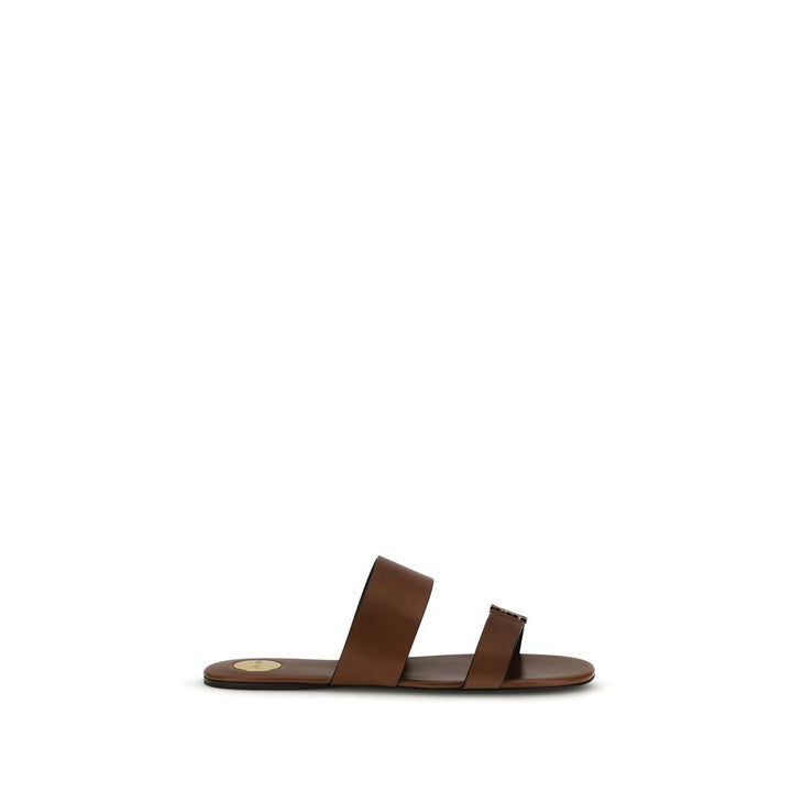 Sandales plates Saint Laurent en cuir de veau marron Bos Taurus