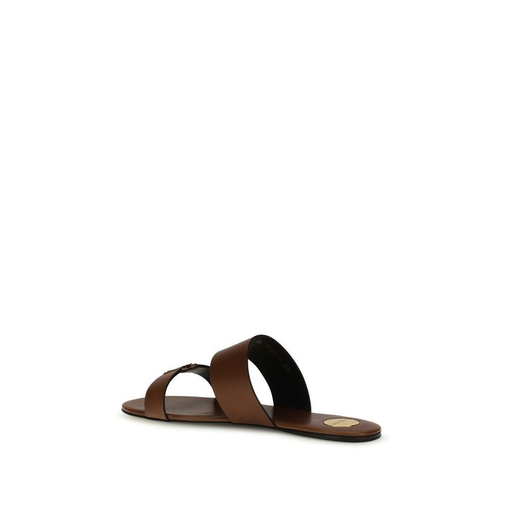 Sandales plates Saint Laurent en cuir de veau marron Bos Taurus