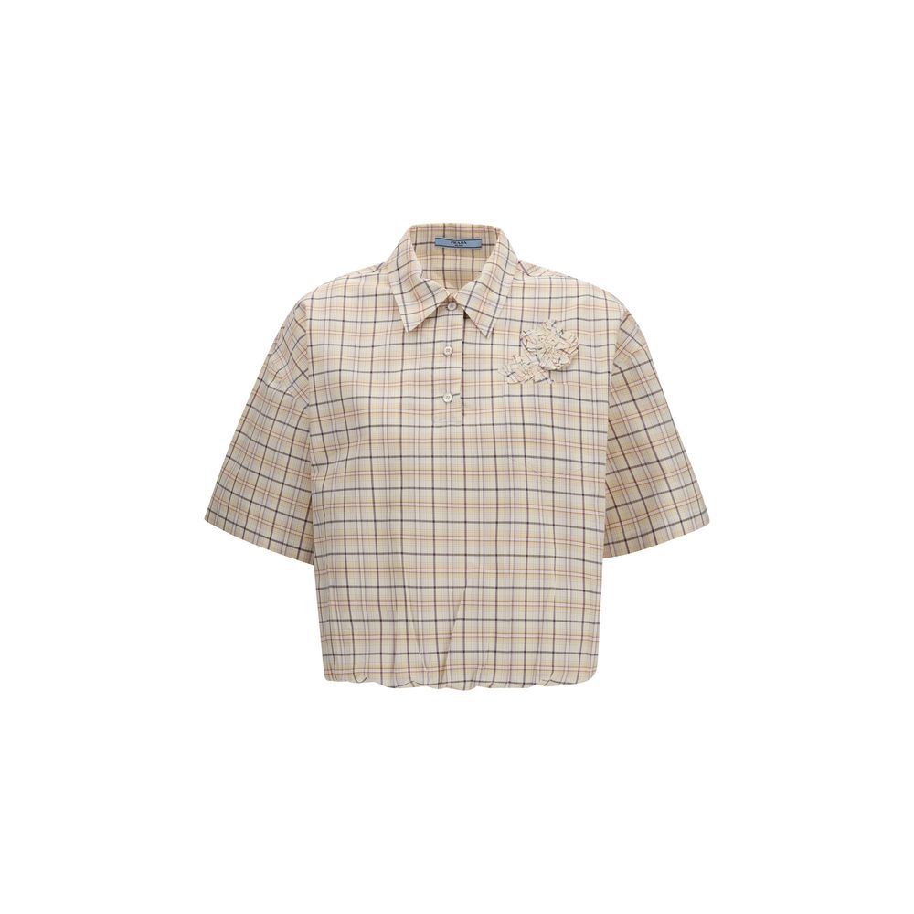 Camisa de Prada con estampado de tela beige
