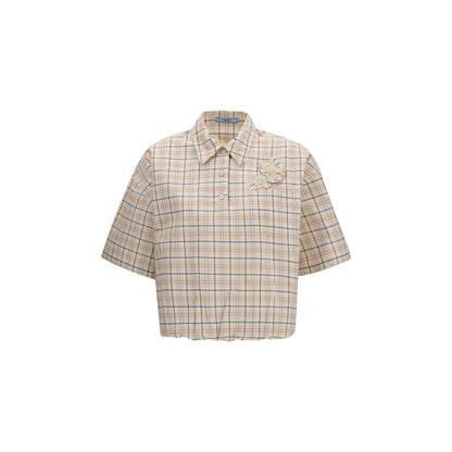 Camisa de Prada con estampado de tela beige