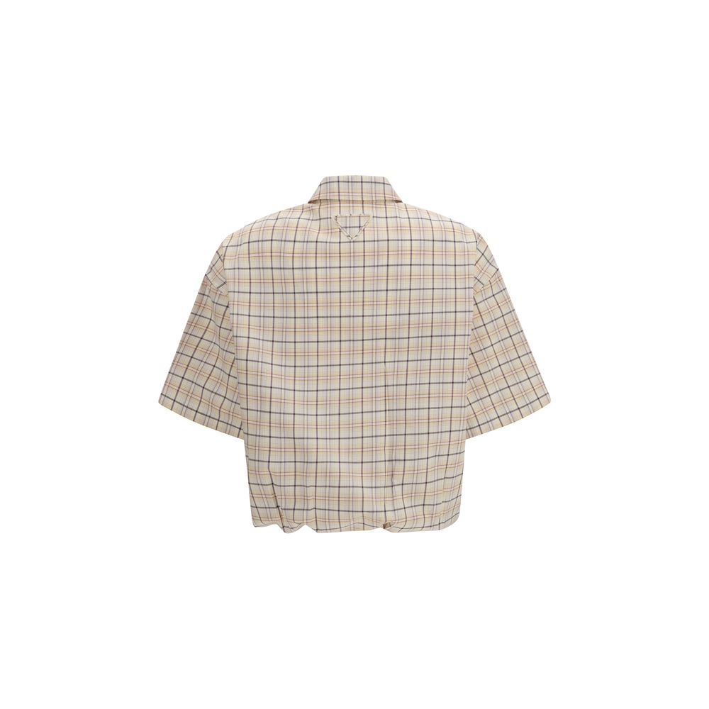 Camisa de Prada con estampado de tela beige