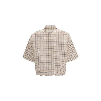 Camisa de Prada con estampado de tela beige