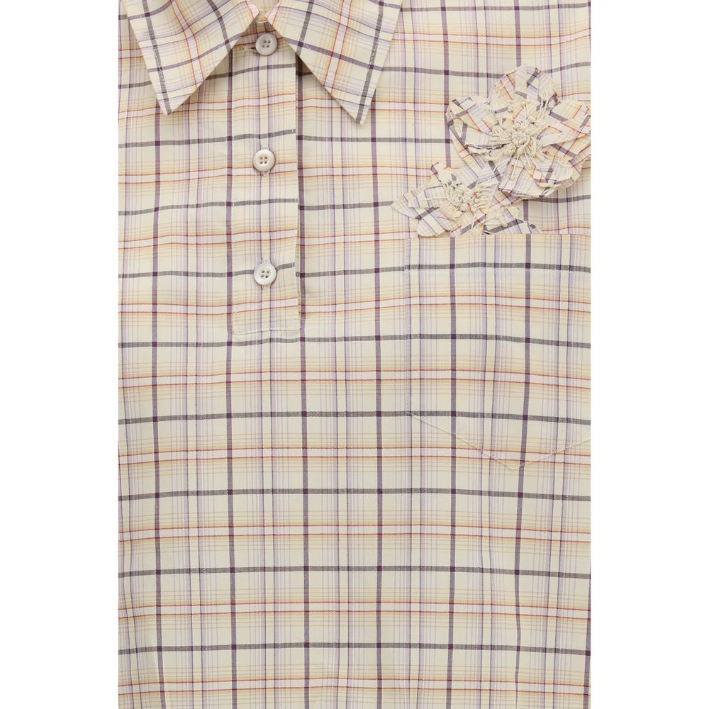 Camisa de Prada con estampado de tela beige