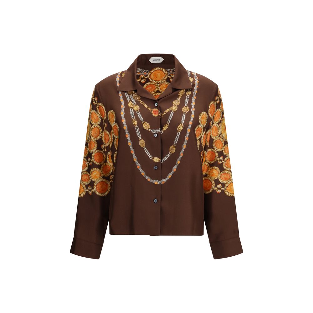 Camisa Versace estampada de tejido marrón