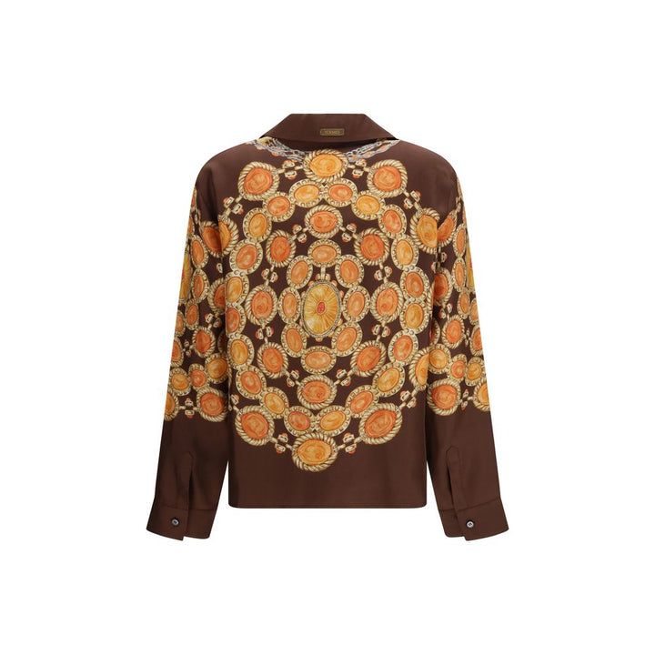 Versace Brown Fabric Pattern Shirt