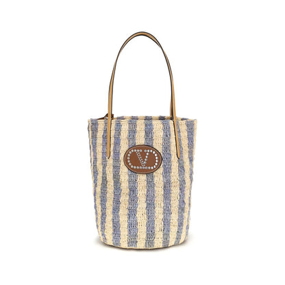 Sac seau Valentino Garavani en raphia bleu