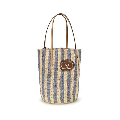 Sac seau Valentino Garavani en raphia bleu
