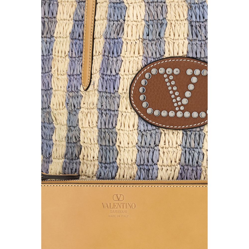 Sac seau Valentino Garavani en raphia bleu
