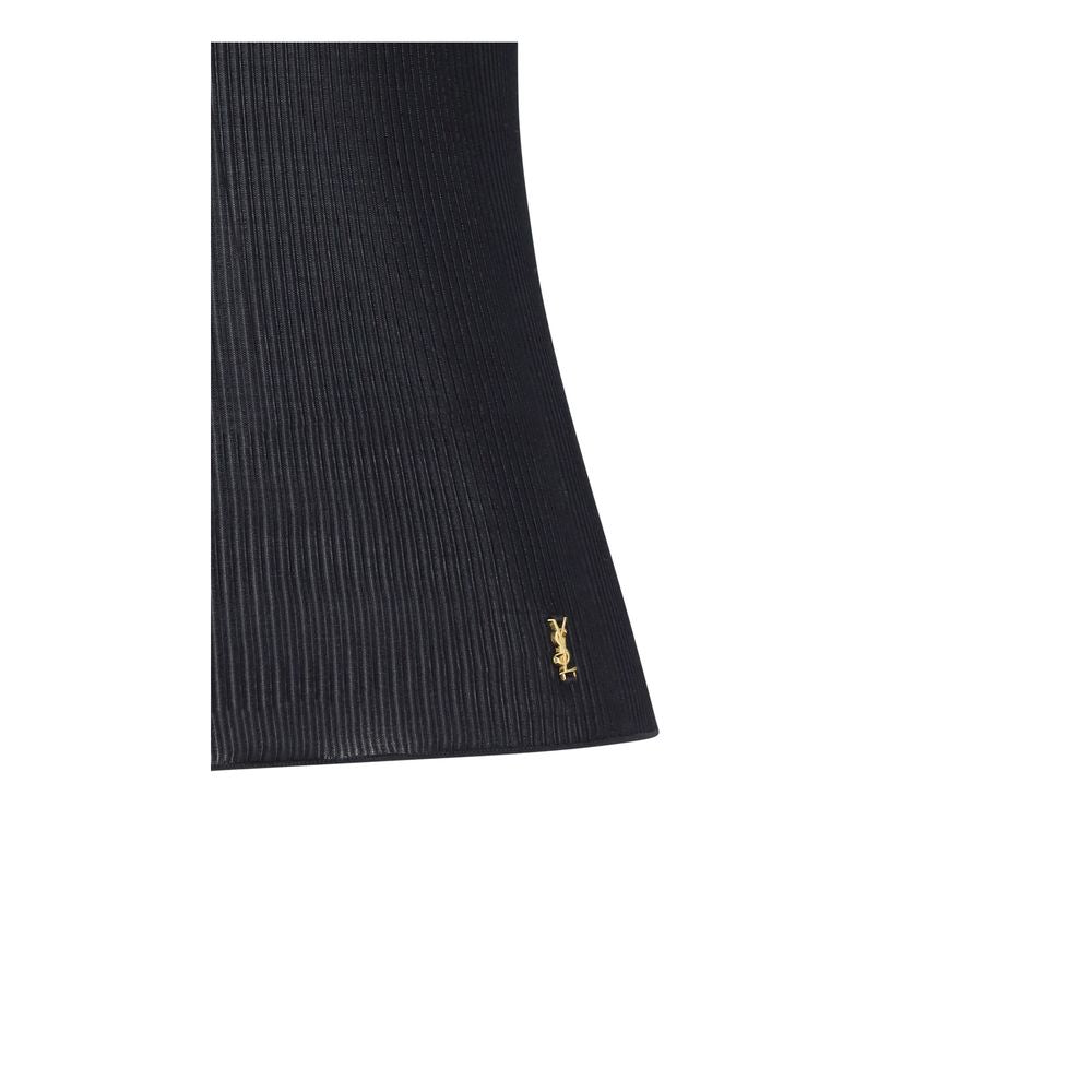 T-shirt sans manches en soie noire Saint Laurent