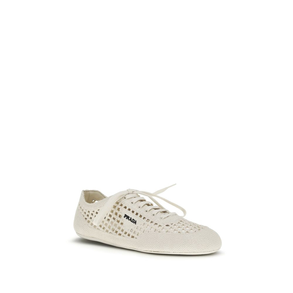 Zapatillas bajas de tela beige Prada