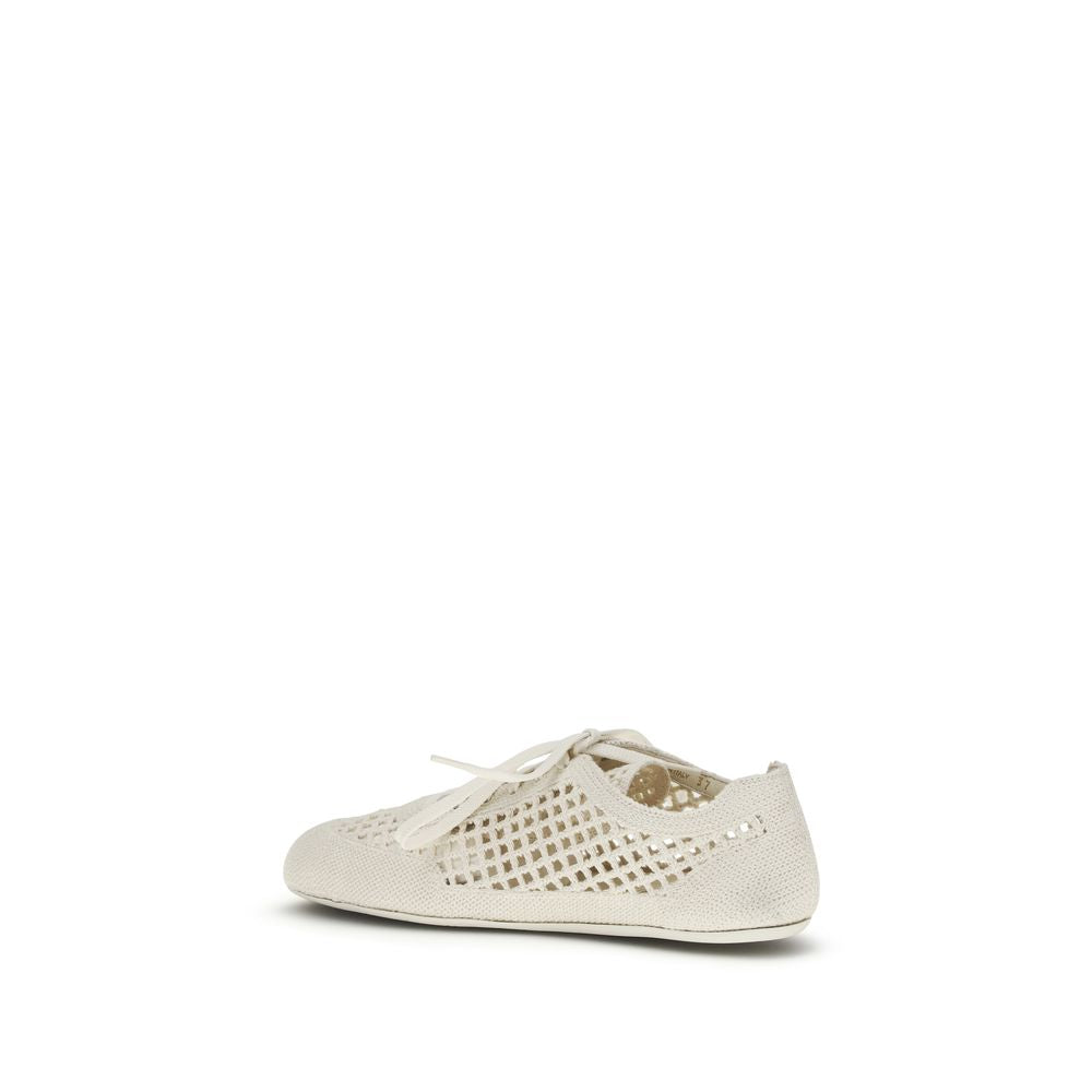 Zapatillas bajas de tela beige Prada