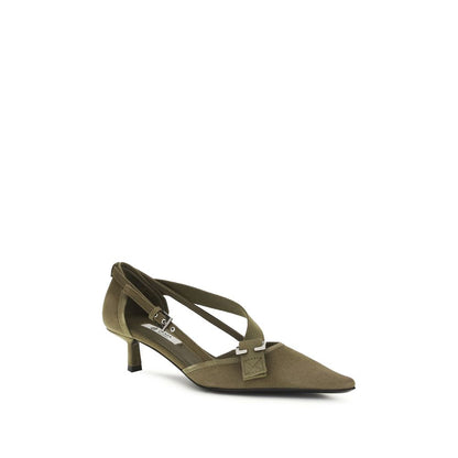 Zapatos de tacón medio bicolor de algodón Prada