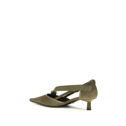 Zapatos de tacón medio bicolor de algodón Prada