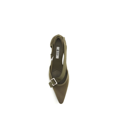 Zapatos de tacón medio bicolor de algodón Prada