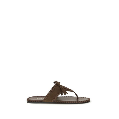 Sandalias planas Prada de piel de becerro marrón Bos Taurus