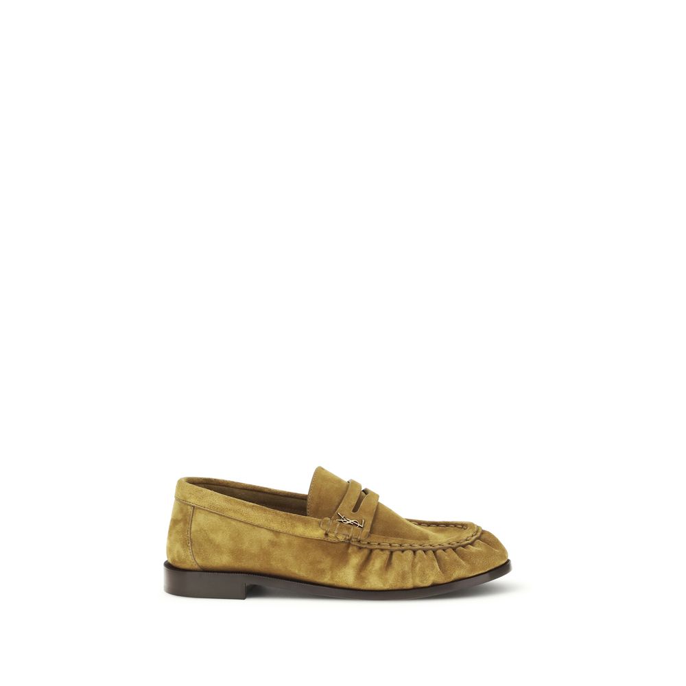 Mocassins à enfiler Saint Laurent en cuir de veau beige