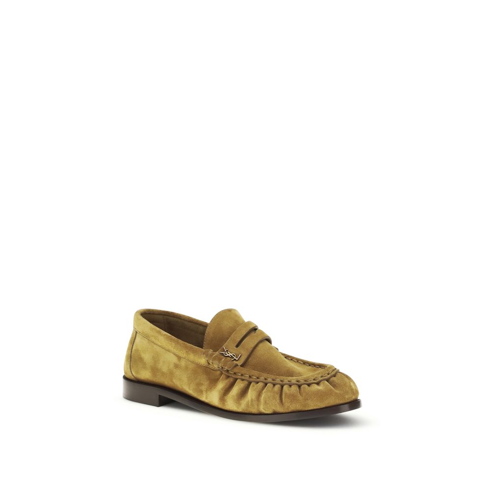 Mocassins à enfiler Saint Laurent en cuir de veau beige