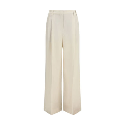 Pantalones informales de viscosa beige Brunello Cucinelli