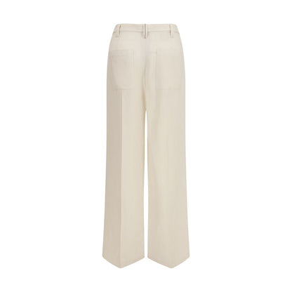Pantalones informales de viscosa beige Brunello Cucinelli