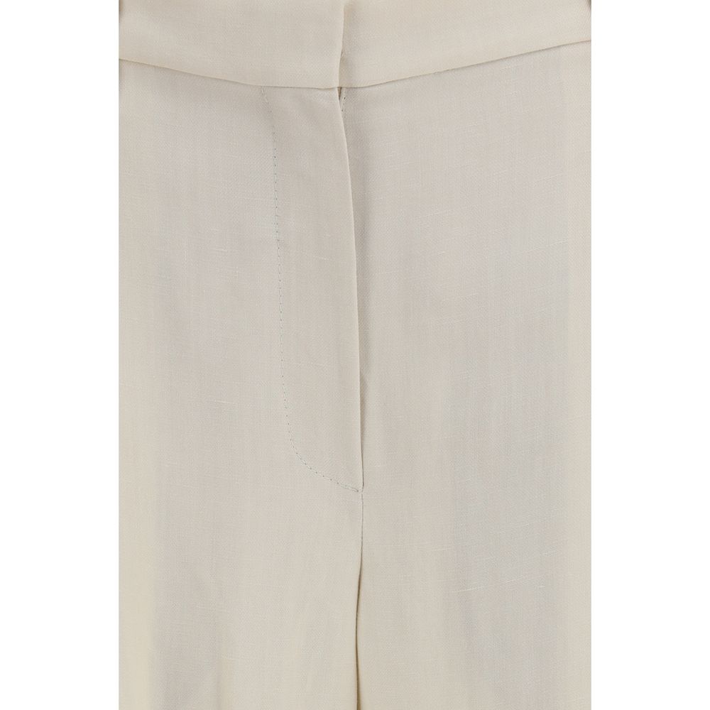 Pantalones informales de viscosa beige Brunello Cucinelli