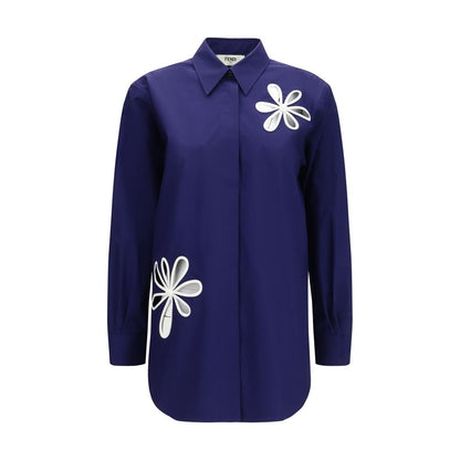 Fendi Blue Cotton Pattern Shirt