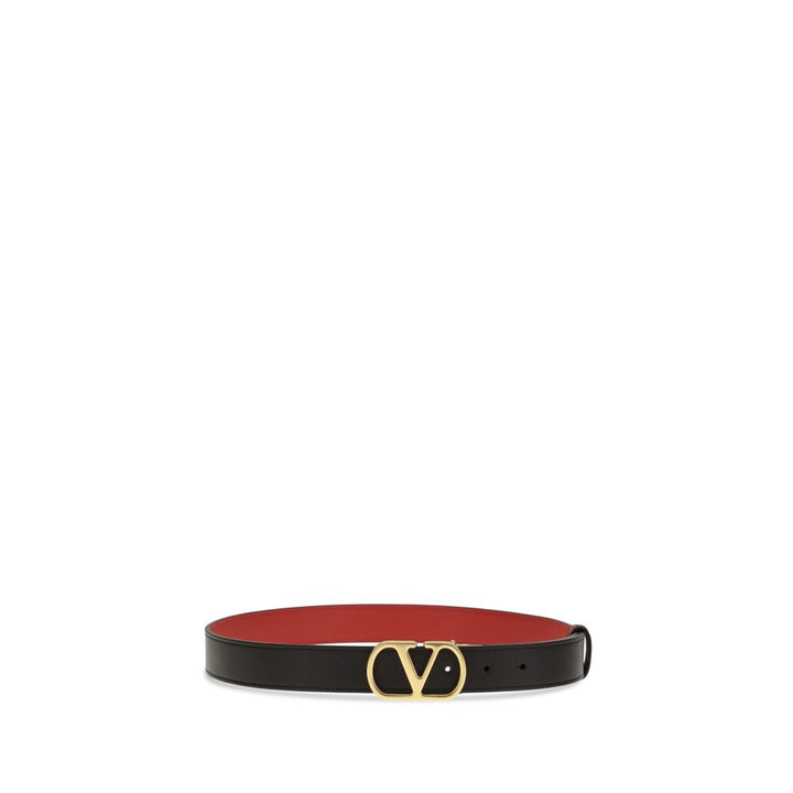 Valentino Garavani Black Calf Leather Bos Taurus Regular Belt