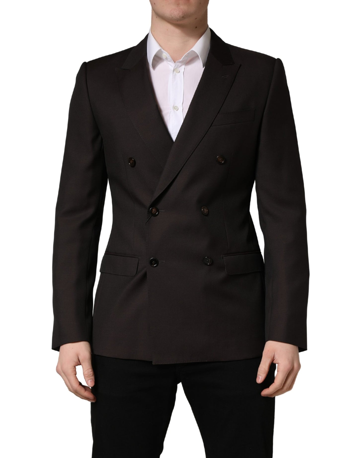 Veste de costume croisée en laine violet foncé Dolce & Gabbana