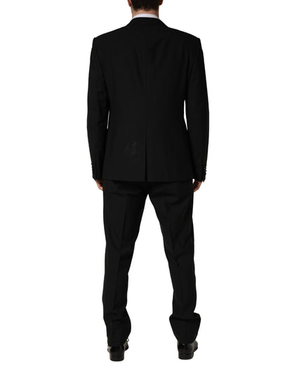 Traje de 3 piezas Dolce & Gabbana negro de lana y seda, corte entallado, con estampado de saxofón