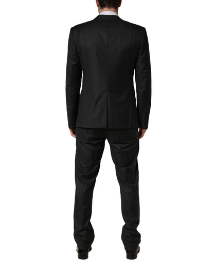 Traje de hombre de 3 piezas Dolce & Gabbana negro de lana de corte entallado formal