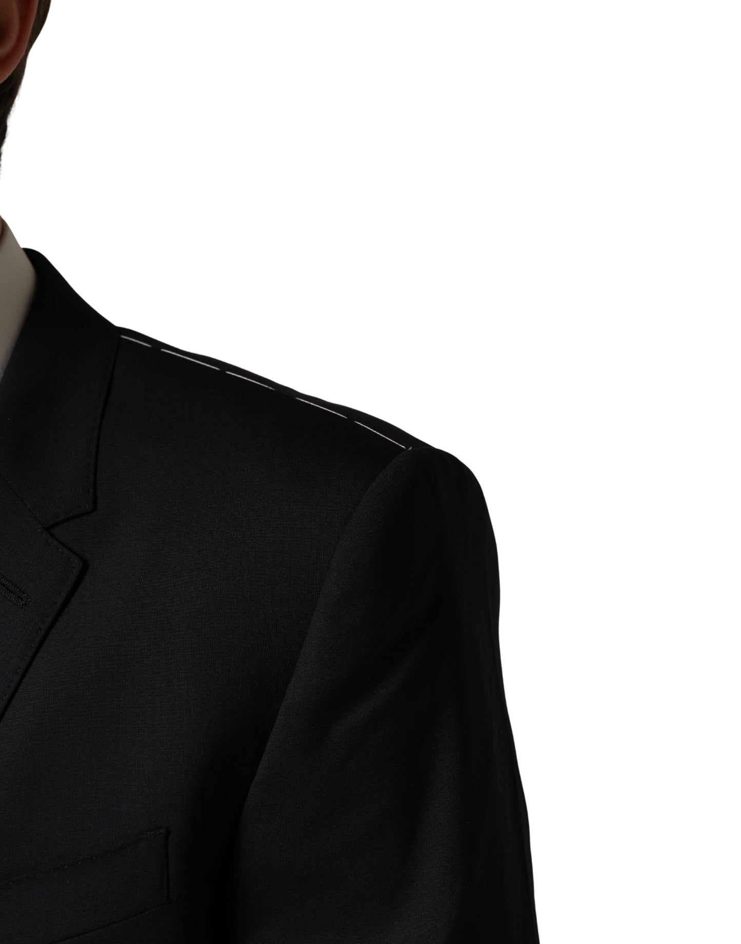 Traje de hombre de 3 piezas Dolce & Gabbana negro de lana de corte entallado formal
