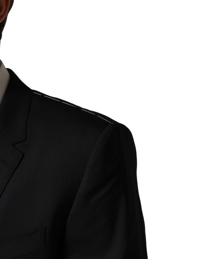 Traje de hombre de 3 piezas Dolce & Gabbana negro de lana de corte entallado formal