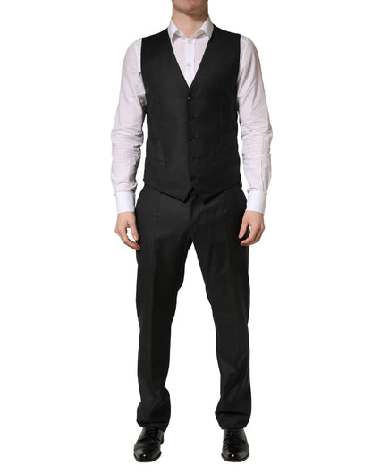 Traje de hombre de 3 piezas Dolce & Gabbana negro de lana de corte entallado formal