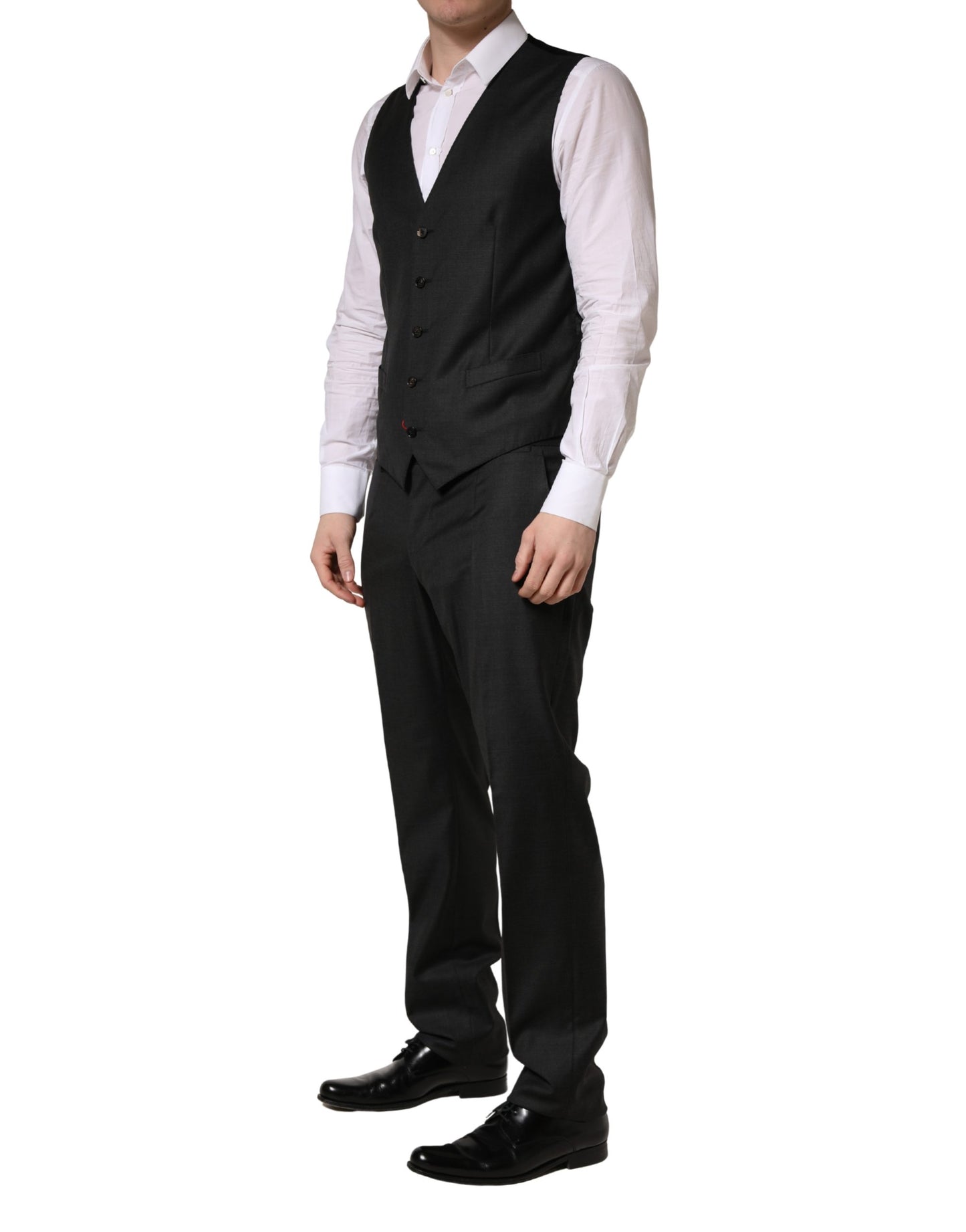 Traje de hombre de 3 piezas Dolce & Gabbana negro de lana de corte entallado formal